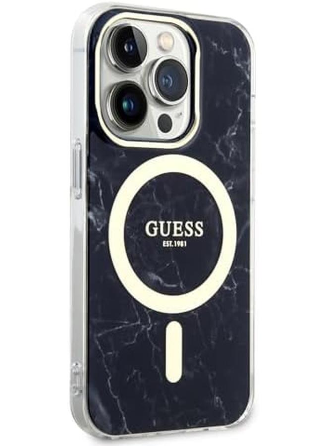 erorex Guess For Iphone 15 Pro Case Compatible With Magsafe Iml Case With Marble Pattern Anti Scratch Drop Resistant Full Slim Bumper Protection Back Cover For Iphone 15 Pro 6.1" Black - Image 4