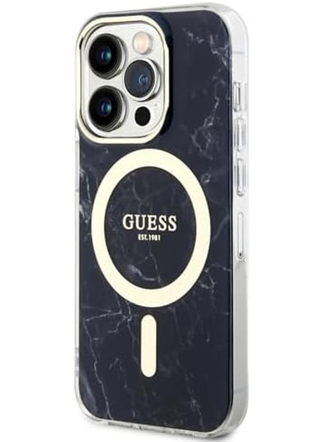 erorex Guess For Iphone 15 Pro Case Compatible With Magsafe Iml Case With Marble Pattern Anti Scratch Drop Resistant Full Slim Bumper Protection Back Cover For Iphone 15 Pro 6.1" Black - Image 2