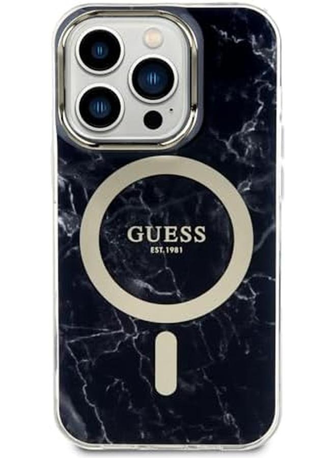 erorex Guess For Iphone 15 Pro Case Compatible With Magsafe Iml Case With Marble Pattern Anti Scratch Drop Resistant Full Slim Bumper Protection Back Cover For Iphone 15 Pro 6.1" Black - Image 3