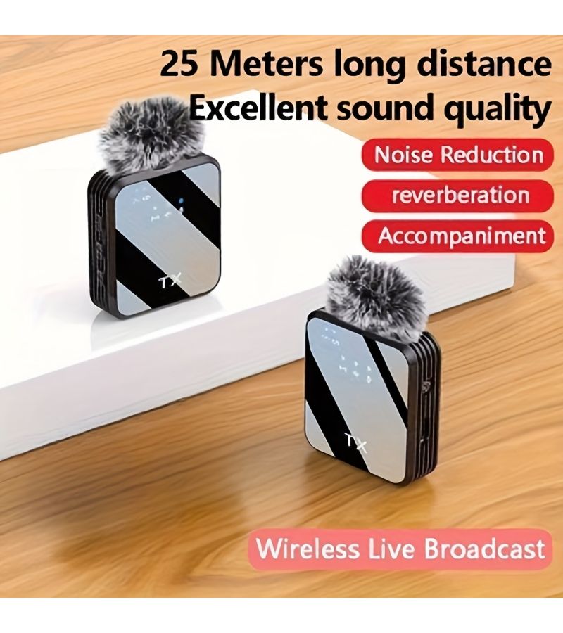 Professional Wireless Lavalier Microphone Intelligent Noise Reduction Omnidirectional Condenser Mic Black 1 In 1 Type C For Content Recording Live Streaming Interviews Song Recording And Singing - Image 4