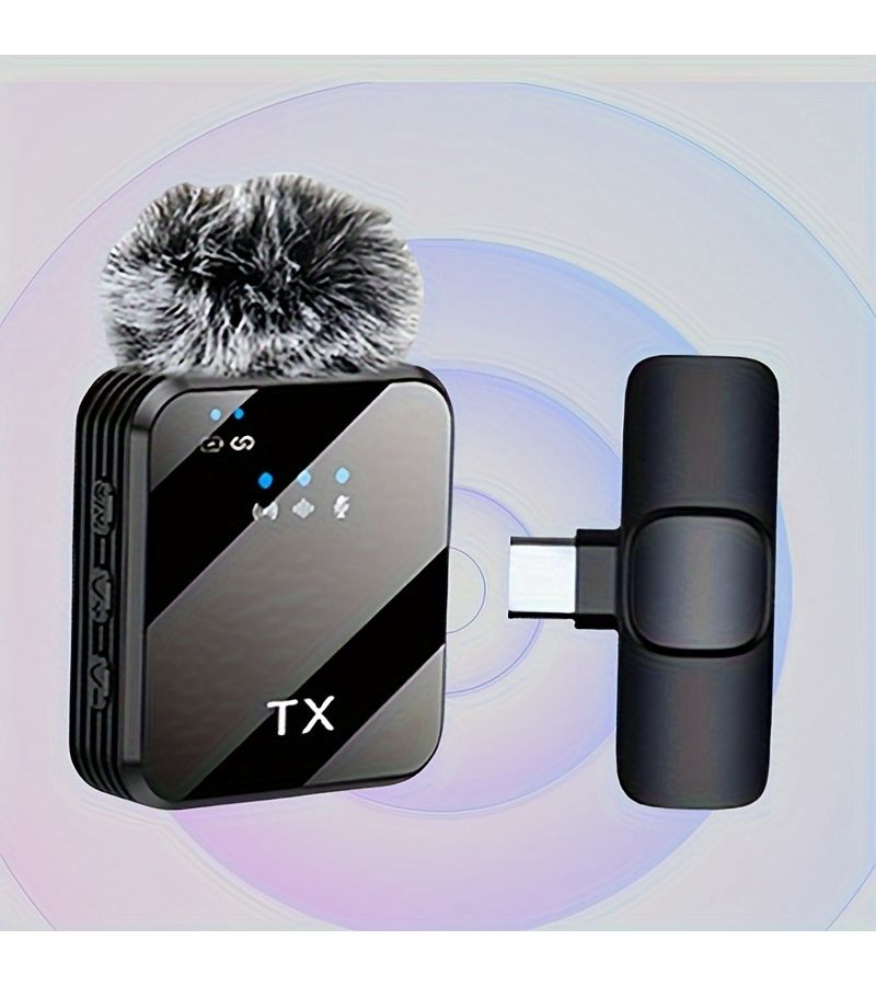 Professional Wireless Lavalier Microphone Intelligent Noise Reduction Omnidirectional Condenser Mic Black 1 In 1 Type C For Content Recording Live Streaming Interviews Song Recording And Singing - Image 5