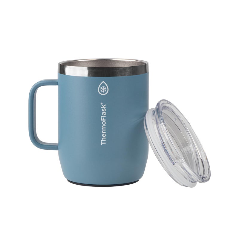 ThermoFlask Drinkware 12 oz Coffee Mug - Mug with Leakproof Push 'N Sip Lid & Handle - Insulated Coffee Cup - Durable, Stainless Steel Beverage Mug - Portable Mug for Coffee & Tea - Dusty Blue - Image 2