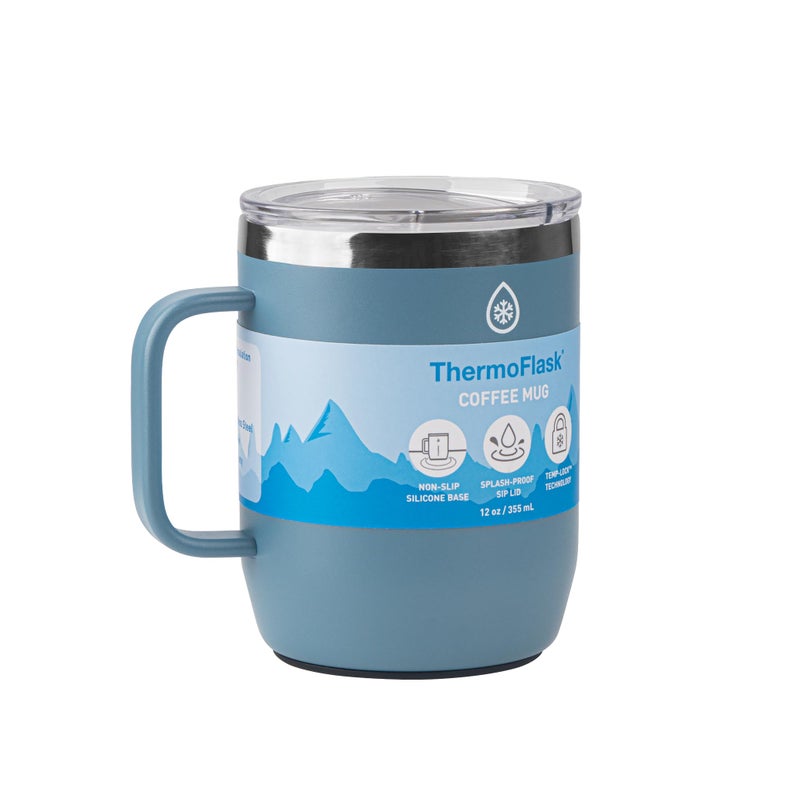 ThermoFlask Drinkware 12 oz Coffee Mug - Mug with Leakproof Push 'N Sip Lid & Handle - Insulated Coffee Cup - Durable, Stainless Steel Beverage Mug - Portable Mug for Coffee & Tea - Dusty Blue - Image 3