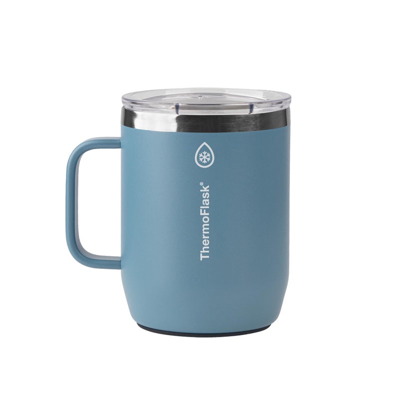 ThermoFlask Drinkware 12 oz Coffee Mug - Mug with Leakproof Push 'N Sip Lid & Handle - Insulated Coffee Cup - Durable, Stainless Steel Beverage Mug - Portable Mug for Coffee & Tea - Dusty Blue - Image 1