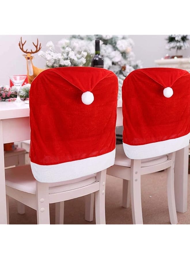The Bros 4pc Red Hat Dining Chair Slipcovers,Christmas Chair Back Covers Kitchen Chair Covers for Christmas Holiday Festival Decoration - Image 1