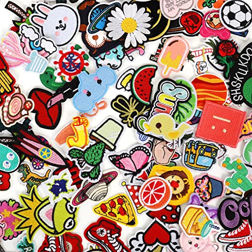 NICEVINYL Embroidered Iron-on Patches Applique: 72Pcs Random Assorted Decorative Patches Iron on/Sew on for Clothing Accessories - Image 2