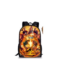 New Jurassic World Dinosaur Backpack Jurassic World Student Schoolbag Lunch Bag Pen Bag,W style - 17 inches - dinosaur