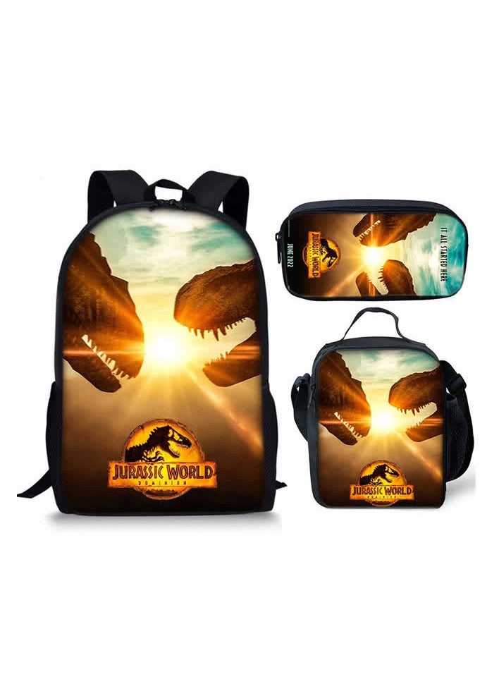 Generic - New Jurassic World Dinosaur Backpack Jurassic World Student Schoolbag Lunch Bag Pen Bag,W style - 17 inches - dinosaur - Image 1