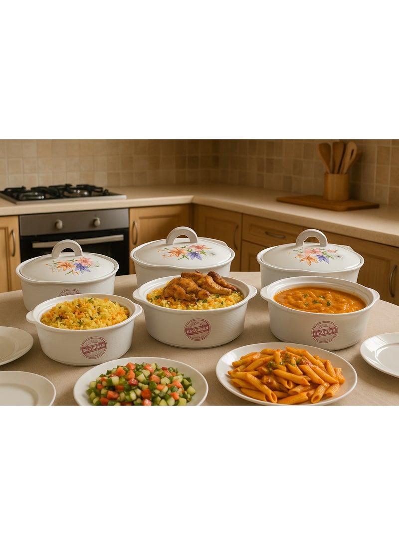 BASURRAH 3-Piece Thermal Food Container Set with Tight-Fit Lids – Double Insulation Keeps Food Hot or Cold, Capacities 1000/1500/2500 ml, Perfect for Serving and Storing Meals - Image 4