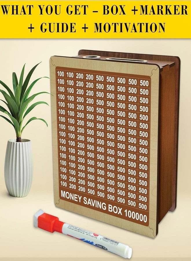 Bonsenkitchen Money Saving Box for Kids and Adults | Wooden Money Bank with Lock | 1 Lakh Saving Box with Numbers | Undiyal Hundi Pig Bank (reguler 1) - Image 5