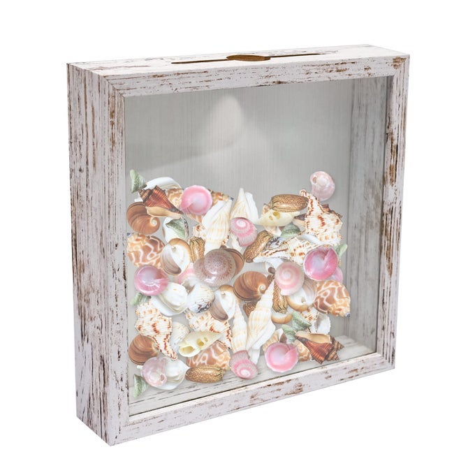 8X8 TOP LOADING SHADOW BOX FRAME WITH HD GLASSWOOD DISPLAY CASE WITH SLOT125 INCHES INTERIOR DEPTHIDEAL FOR WINE BOTTLE CAPSTICKETSSHELLSSTAMPS AND MOREWHITE