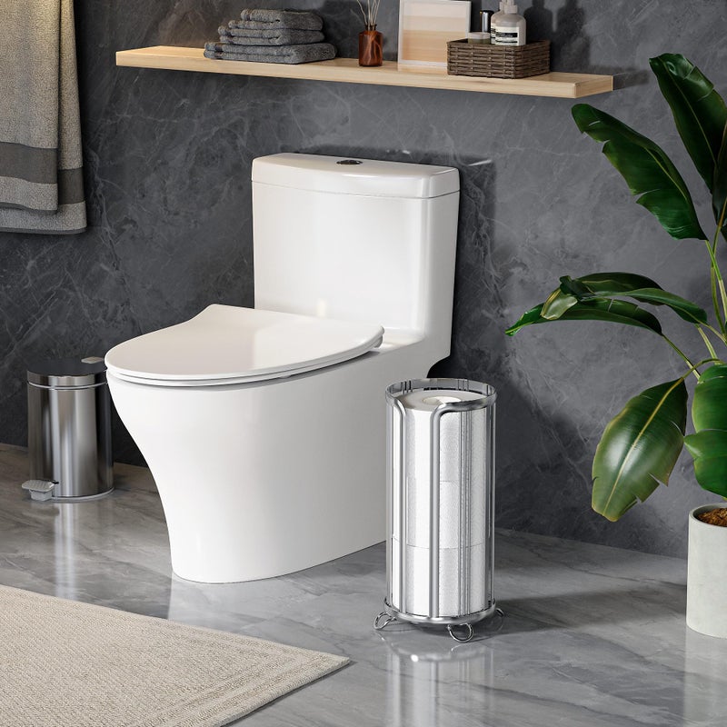 Epicano Toilet Paper Holder Stand  Freestanding Bathroom Tissue Organizer  Minimalistic Storage Solution  Reserve Mega Rolls Stylish Bathroom Floor Toilet Paper Stand Silver - Image 2