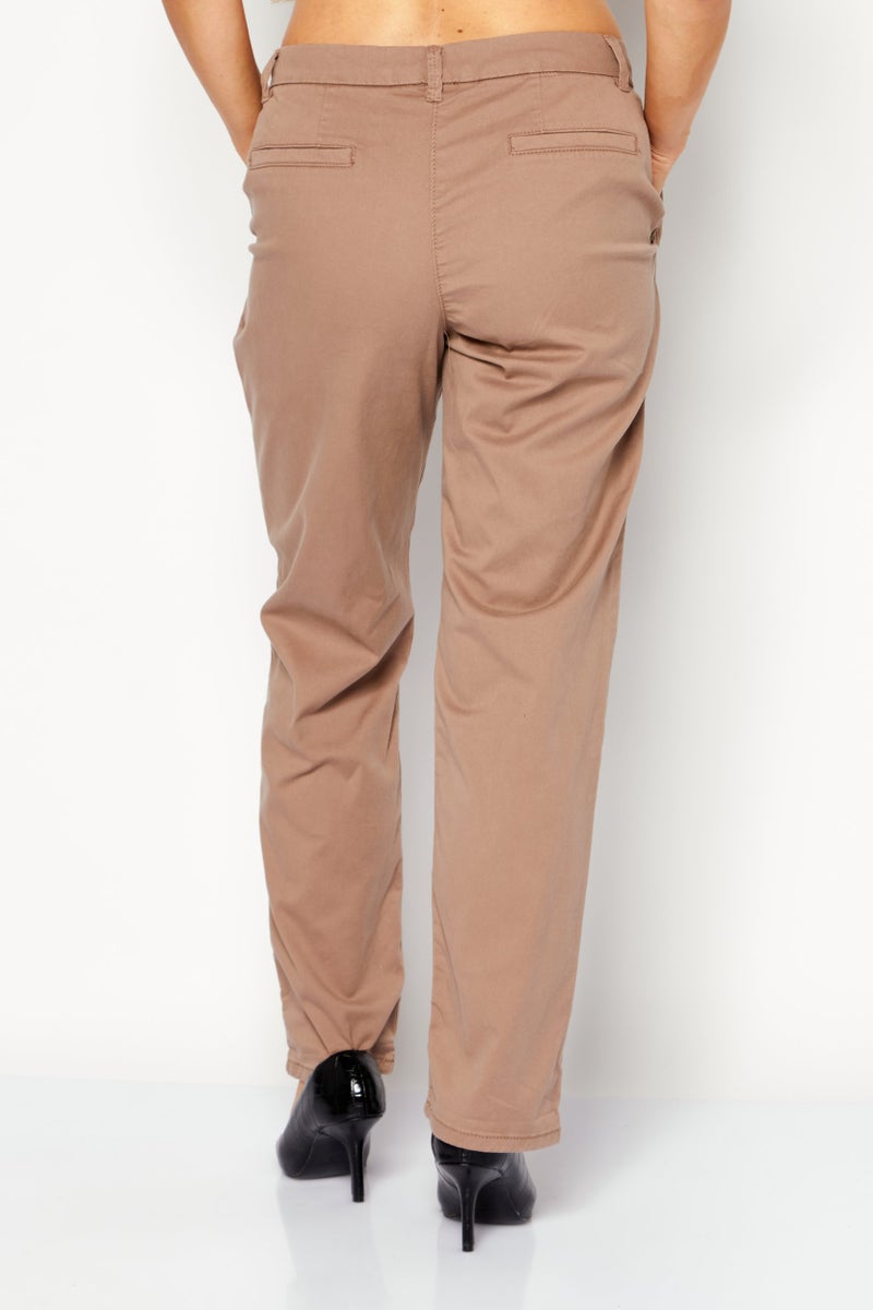 ESPRIT Women Regular Fit Solid Pant, Taupe - Image 2