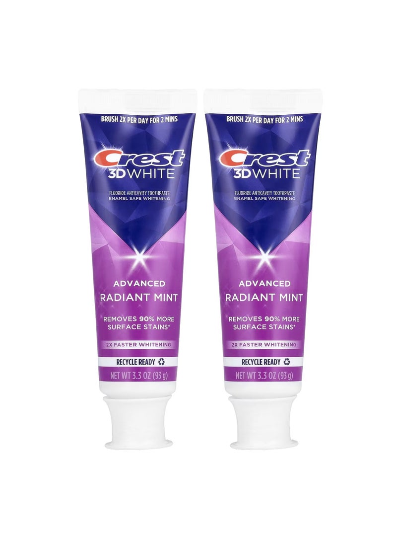 Crest 2-Piece 3D White Fluoride Anti Cavity Radiant Mint Toothpaste - Image 1