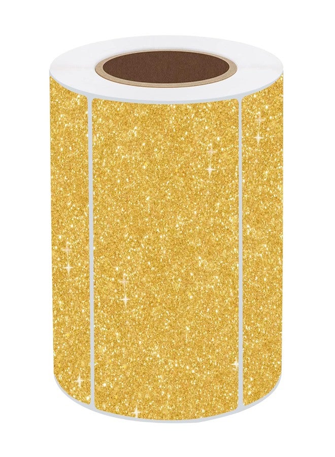 STARLIBOO 3x2 Inch Holographic Thermal Labels, Glitter Gold Thermal Sticker Labels, Waterproof Thermal Printer Stickers for Price, Barcode, Name, Custom Logo Design, 200 Pcs/Roll - Image 1