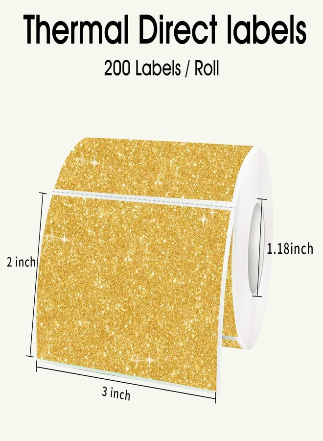 STARLIBOO 3x2 Inch Holographic Thermal Labels, Glitter Gold Thermal Sticker Labels, Waterproof Thermal Printer Stickers for Price, Barcode, Name, Custom Logo Design, 200 Pcs/Roll - Image 4