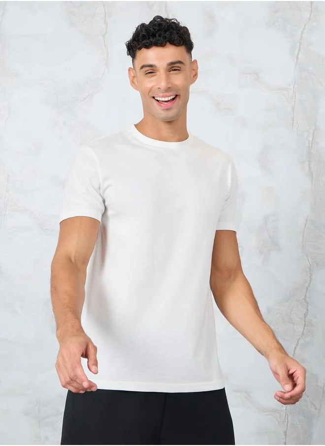 ستايلي Styli Solid Regular Fit Cotton Rich T-Shirt