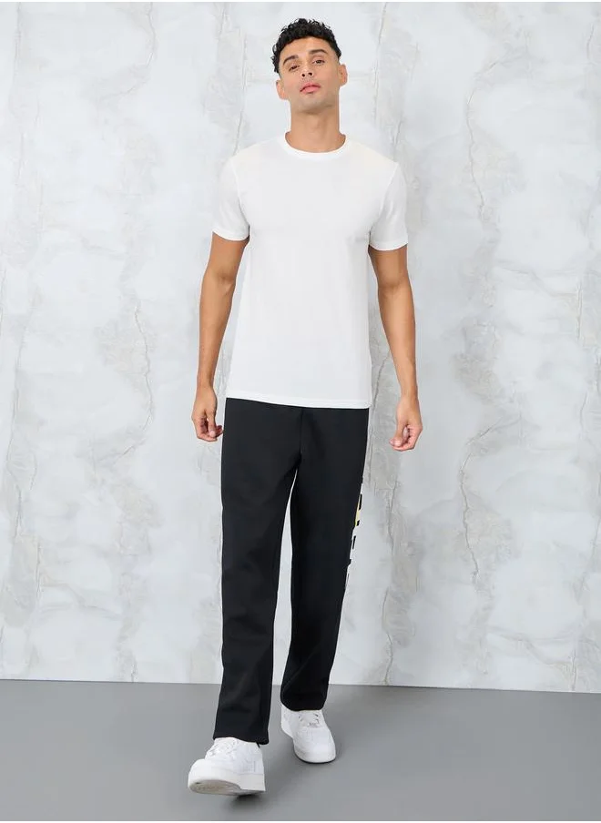 ستايلي Styli Solid Regular Fit Cotton Rich T-Shirt