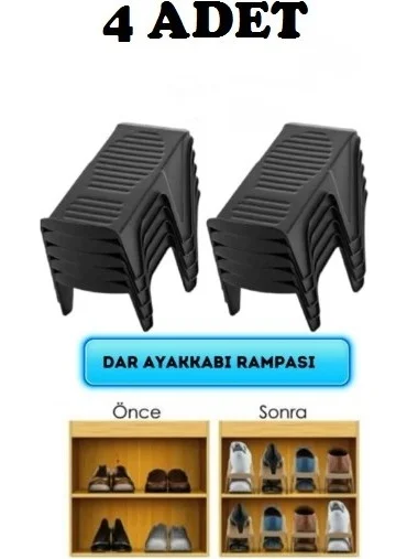 باركوفيكس Shoe Ramp, 4-Piece Single Shoe Organizer Product Black, Closet Organizer Organizer