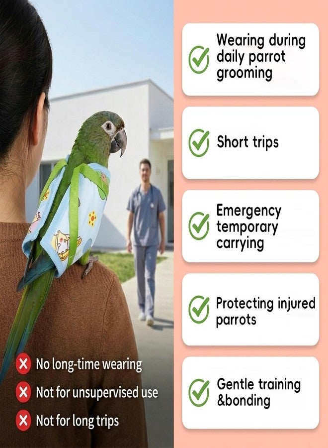 Qpets® Bird Carrier Harness for Parakeets, Lovebirds & Small Birds, Escape-Proof Bird Travel Harness with Hook and Loop Closure, Soft Breathable Bird Carrier Bag, Outdoor Vet Visit Bird Sling, XL - Image 4