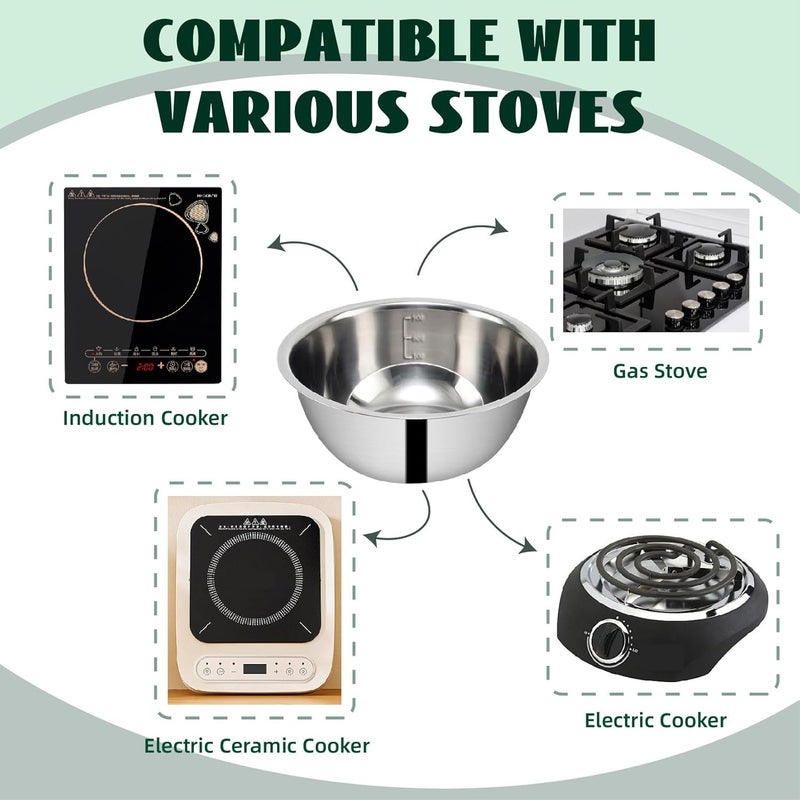 MEETOZ Mixing Bowl Set 5 Stainless Steel Mixing Bowls, Metal Mixing Bowl with Measuring Marking, Stacked Storage Bowl Set Saves Space, for Baking Cooking Serving Food/Salad(0.5L,0.8L,1.55L,2.1L,2.6L) - Image 4