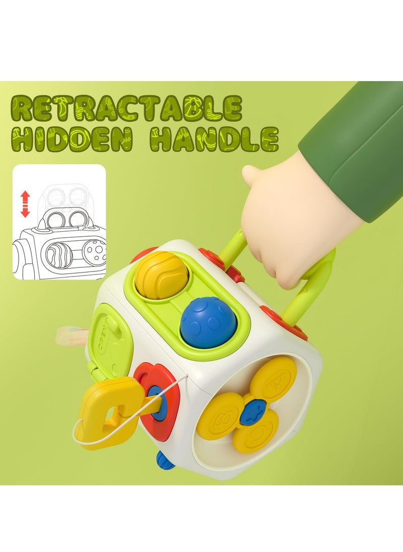 XiuWoo - Montessori Toys for Toddlers 9 Activity Panels Cube Toys Multiple Sensory Perception with Hand and Eye for Baby Encourage the Development of Hand-eye Coordination and Fine Motor Skills - Image 1