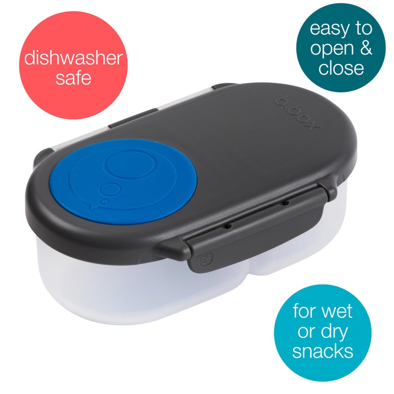 b.box Snack Box Reusable Snack Containers with Lids 2 compartments, Bento Box for kids and toddlers, Leakproof Lunch Box, BPA free and Dishwasher Safe Snack Container (Blue Slate, 1 3/4 Cup) - Image 3