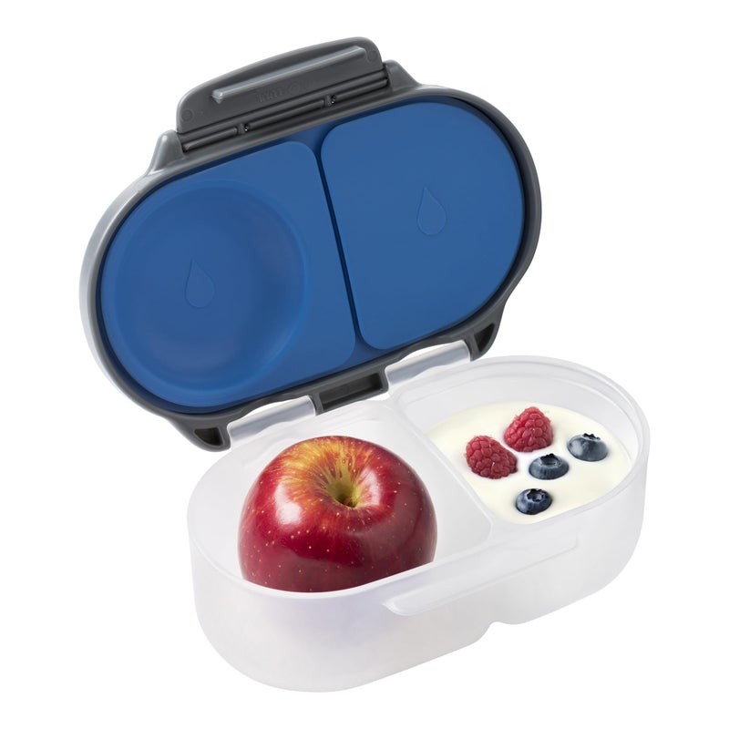 b.box Snack Box Reusable Snack Containers with Lids 2 compartments, Bento Box for kids and toddlers, Leakproof Lunch Box, BPA free and Dishwasher Safe Snack Container (Blue Slate, 1 3/4 Cup) - Image 1