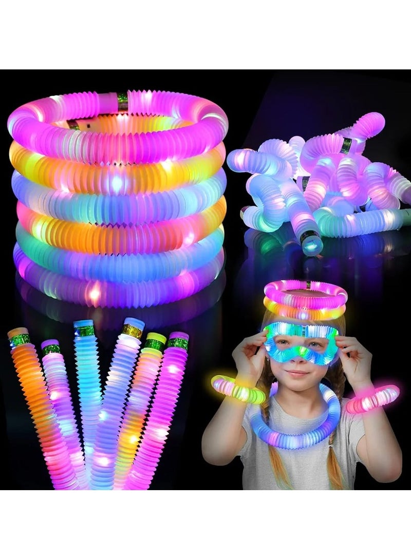 12-Pack LED Finger Light Tubes for Kids – Glow in the Dark Sensory Toys, Stretchy Fidget Party Supplies - Image 1