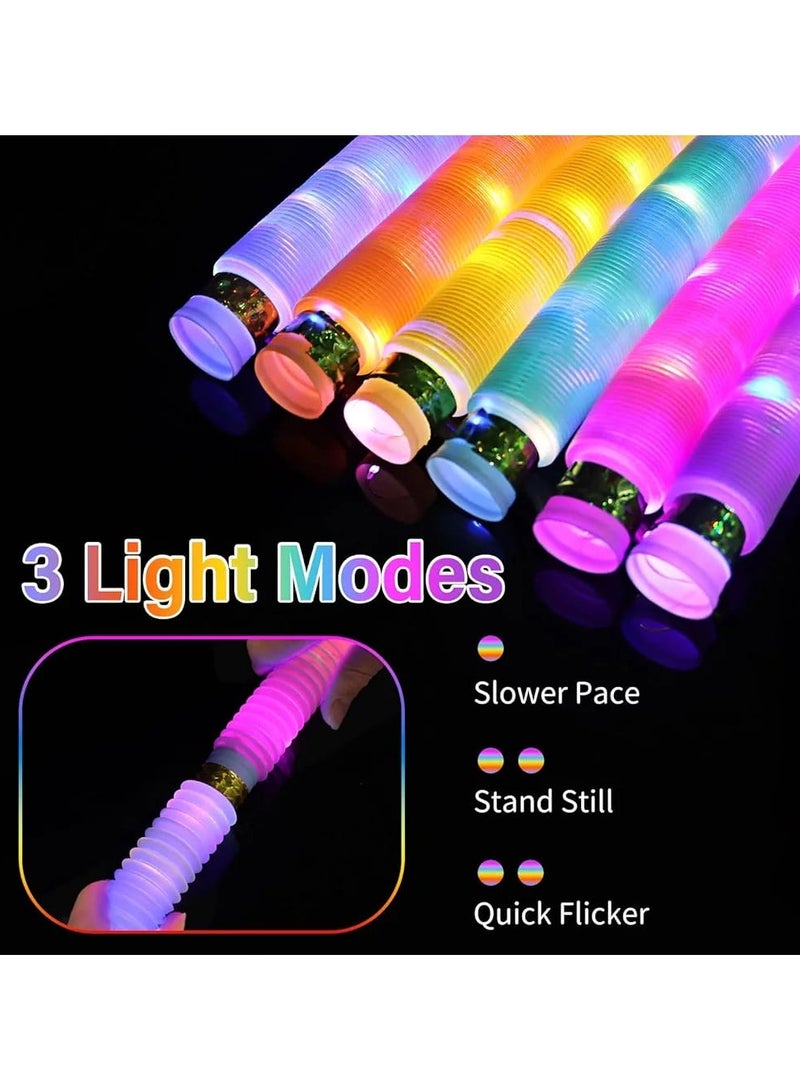 12-Pack LED Finger Light Tubes for Kids – Glow in the Dark Sensory Toys, Stretchy Fidget Party Supplies - Image 2