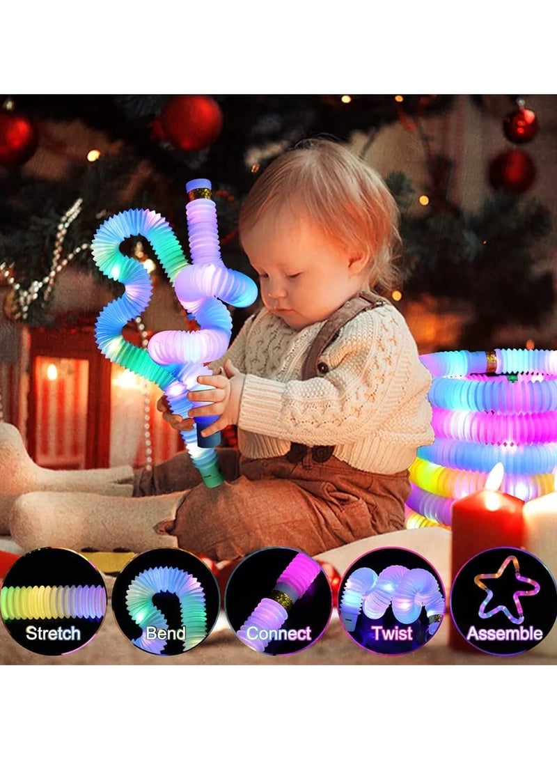 12-Pack LED Finger Light Tubes for Kids – Glow in the Dark Sensory Toys, Stretchy Fidget Party Supplies - Image 3