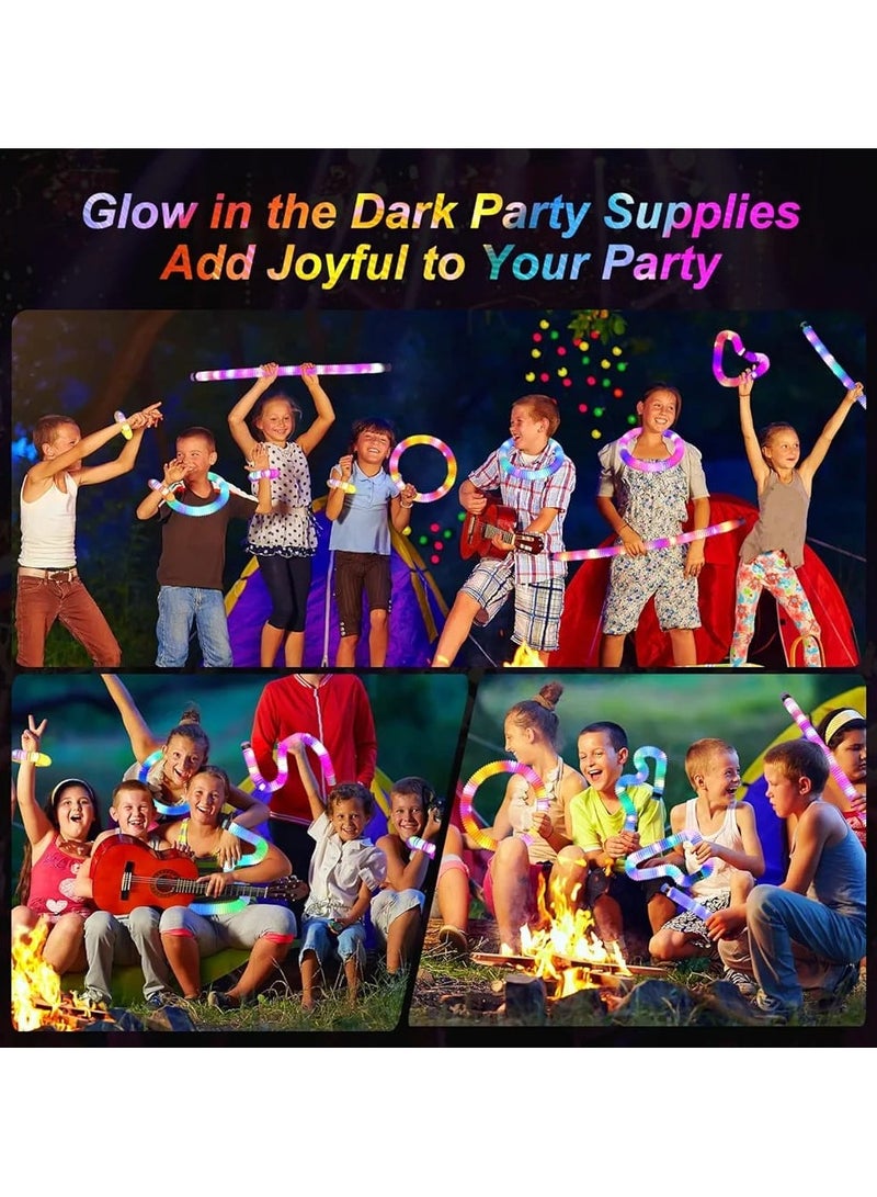 12-Pack LED Finger Light Tubes for Kids – Glow in the Dark Sensory Toys, Stretchy Fidget Party Supplies - Image 4