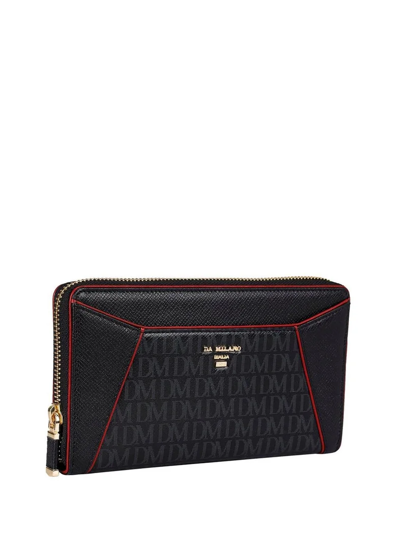 Da Milano Da Milano Women's Monogram Patterned Leather Continental Wallet - Black (LW-10092A)