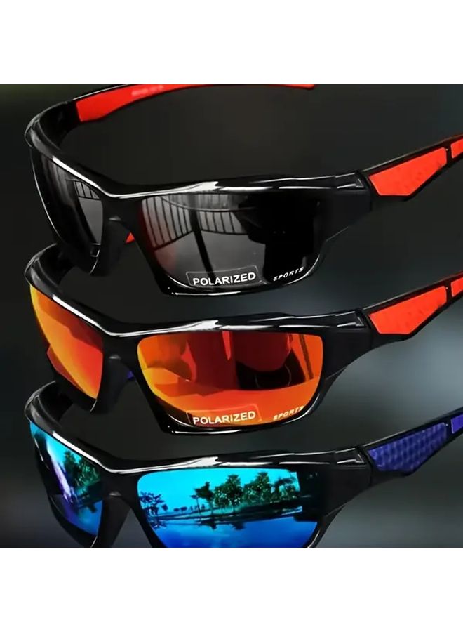 Men Polarized Sports Glasses with Color Changing Lenses C3 Yellow Frame Windproof for Fishing Riding Driving - Image 3