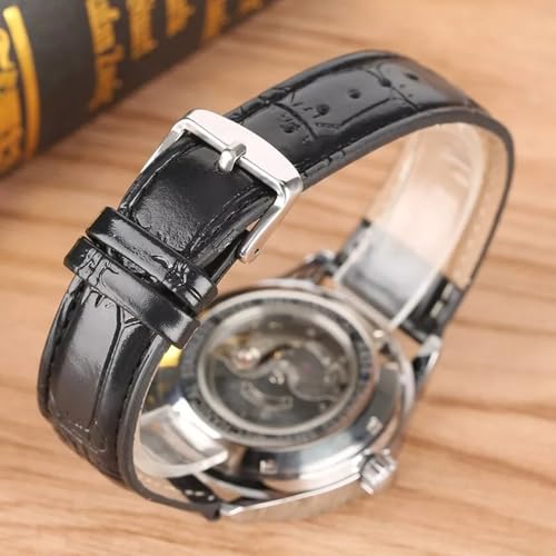 MASTOP Fashion Men's Sport Day Date Black Leather Automatic Self Winding Watch (All Black) - Image 2