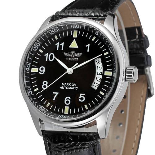 MASTOP Fashion Men's Sport Day Date Black Leather Automatic Self Winding Watch (All Black) - Image 3
