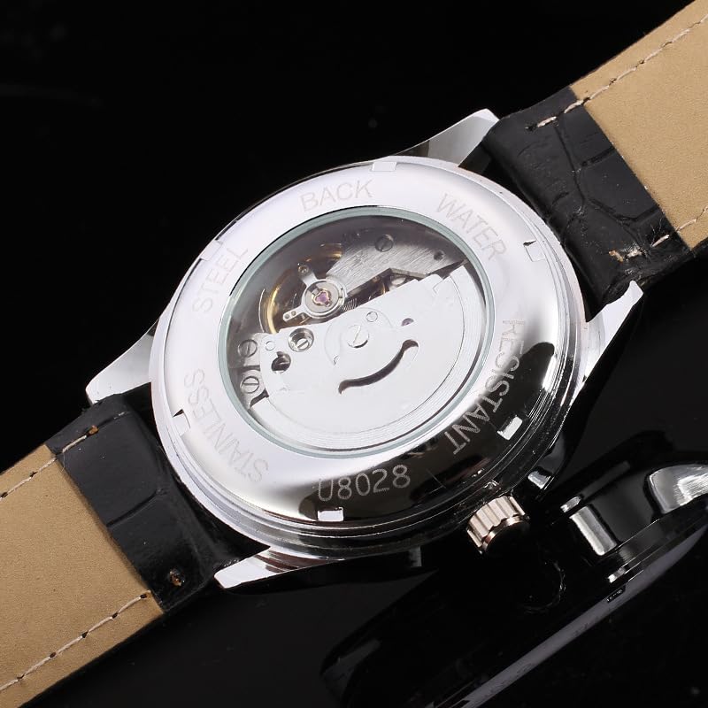 MASTOP Fashion Men's Sport Day Date Black Leather Automatic Self Winding Watch (All Black) - Image 4