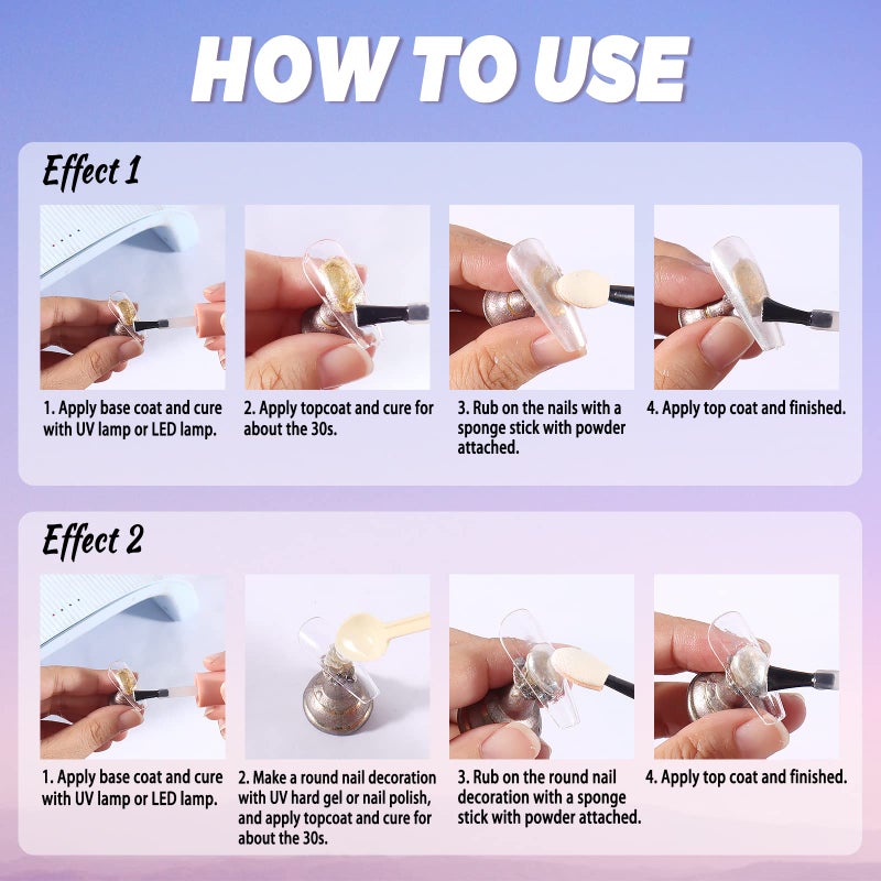 Laza Mermaid Pearl Chrome Nail Powder, 8 Colors Metallic Mirror Effect Pigment, Iridescent Aurora Nail Glitter Dust Kit for Gel Nail Art Decoration, Resin Craft, Gifts - Sweet Candy - Image 5