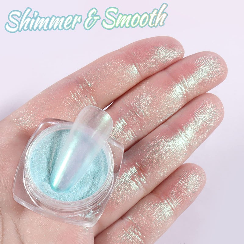 Laza Mermaid Pearl Chrome Nail Powder, 8 Colors Metallic Mirror Effect Pigment, Iridescent Aurora Nail Glitter Dust Kit for Gel Nail Art Decoration, Resin Craft, Gifts - Sweet Candy - Image 3