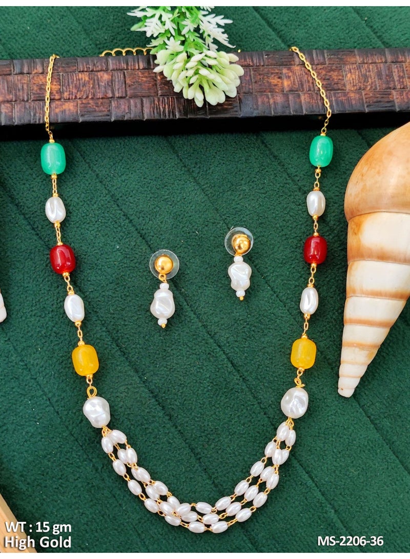 Gold-Tone Multicolor Beaded Mala Set