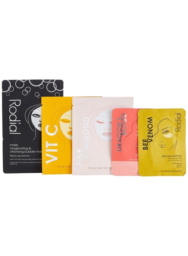 Rodial Snake Oxygenating & Cleansing Bubble Mask – 20g Pink Diamond Lifting Face Mask – 20g Vit C Energising Face Mask – 20g Dragon's Blood Jelly Eye Patches – 4g Bee Venom Jelly Eye Patches – 4g - Image 3
