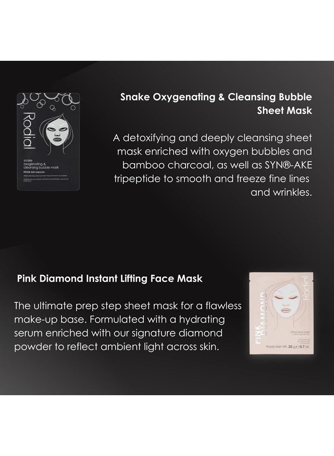 Rodial Snake Oxygenating & Cleansing Bubble Mask – 20g Pink Diamond Lifting Face Mask – 20g Vit C Energising Face Mask – 20g Dragon's Blood Jelly Eye Patches – 4g Bee Venom Jelly Eye Patches – 4g - Image 5