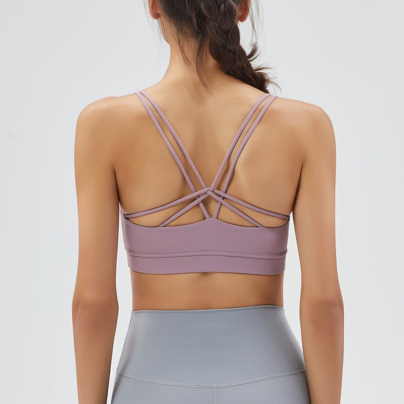 New Backless Sports Bra High-Support Fitness Vest Purple - Image 1