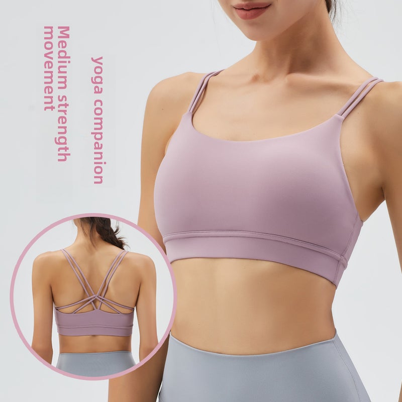 New Backless Sports Bra High-Support Fitness Vest Purple - Image 3