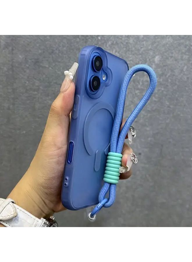 White Magnetic Shockproof Soft Matte Phone Case With Wrist Strap For IPhone 17 Pro - Image 5