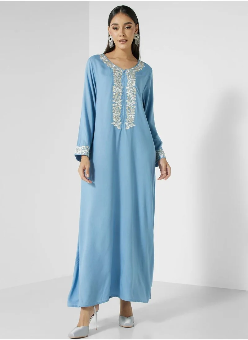KASHKHA Tiered Embroidered Jalabiya