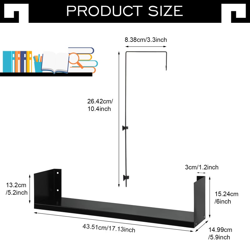 Lineshading Office Cubicle Shelf Storage Organizer Hanging File Organizer Cubicle Hanging Shelf Accessories Storage Bookshelf with Hooks for Home Desk - Image 2