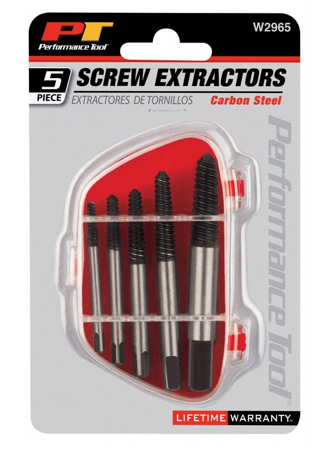 Performance Tool Performance Tool W2965 Screw Extractor Set, Removes damaged screws, broken studs, set screws and pipe fittings  - Image 2