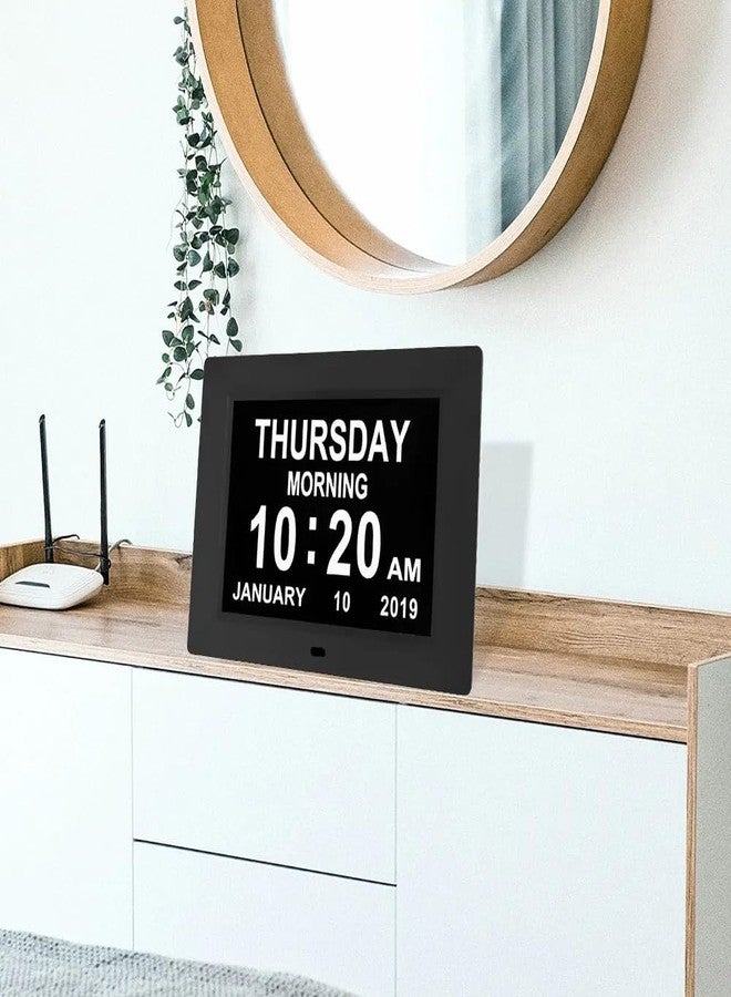 Pokanic Digital Calendar Date Multi Alarm Clock 8 inch Large Display Auto-Dimming Electic Desk Table Wall Mount Office, Home, Kitchen, Room, School, Bedroom, Living Room (Black) - Image 2