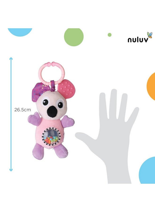 nuluv Infant Koala Jittery Teether Rattle Plush Toy, Hanging Rattle, Stroller Toy With Tactile Material For Baby 3 Months+,Multicolor - Image 4